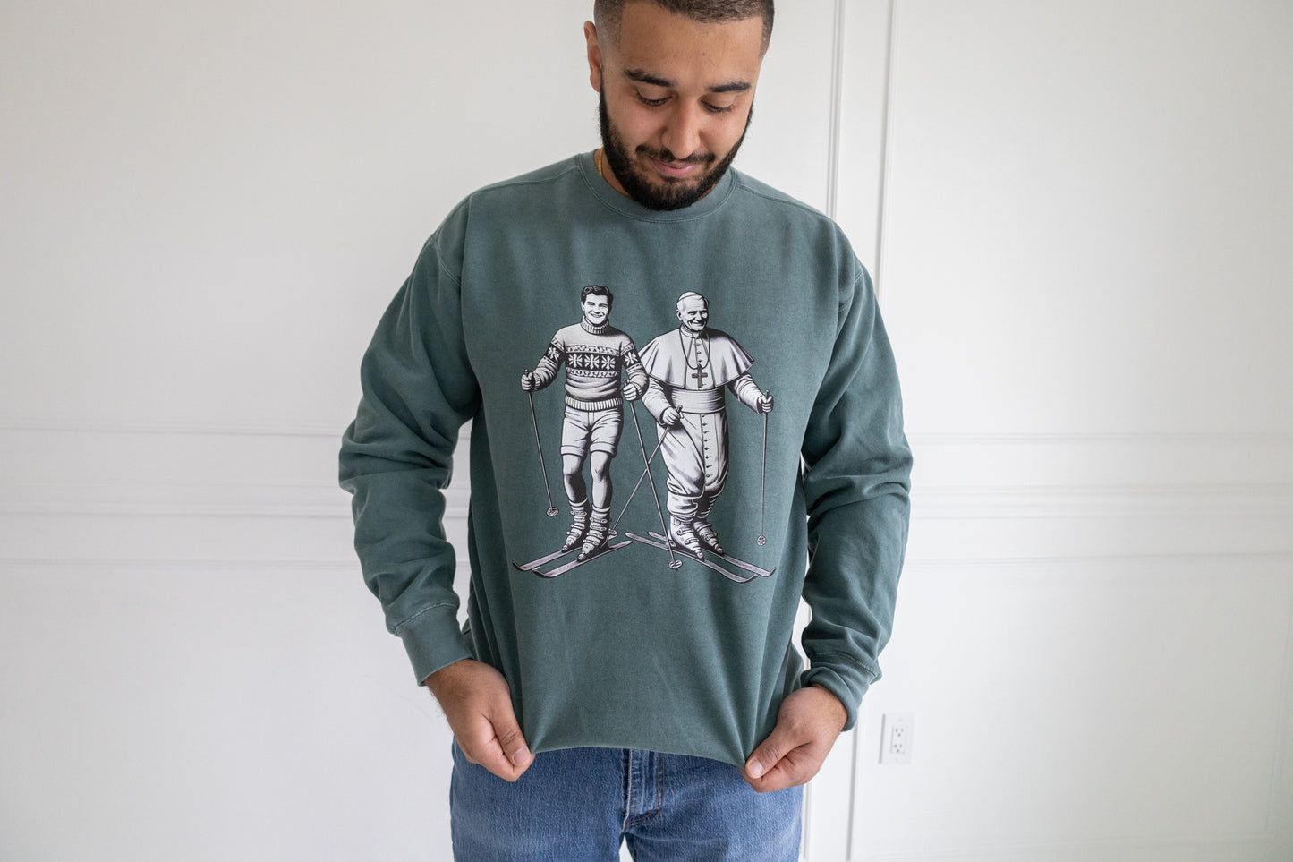 Bl. Pier Giorgio Frassati and St. JPII Skiing Sweatshirt