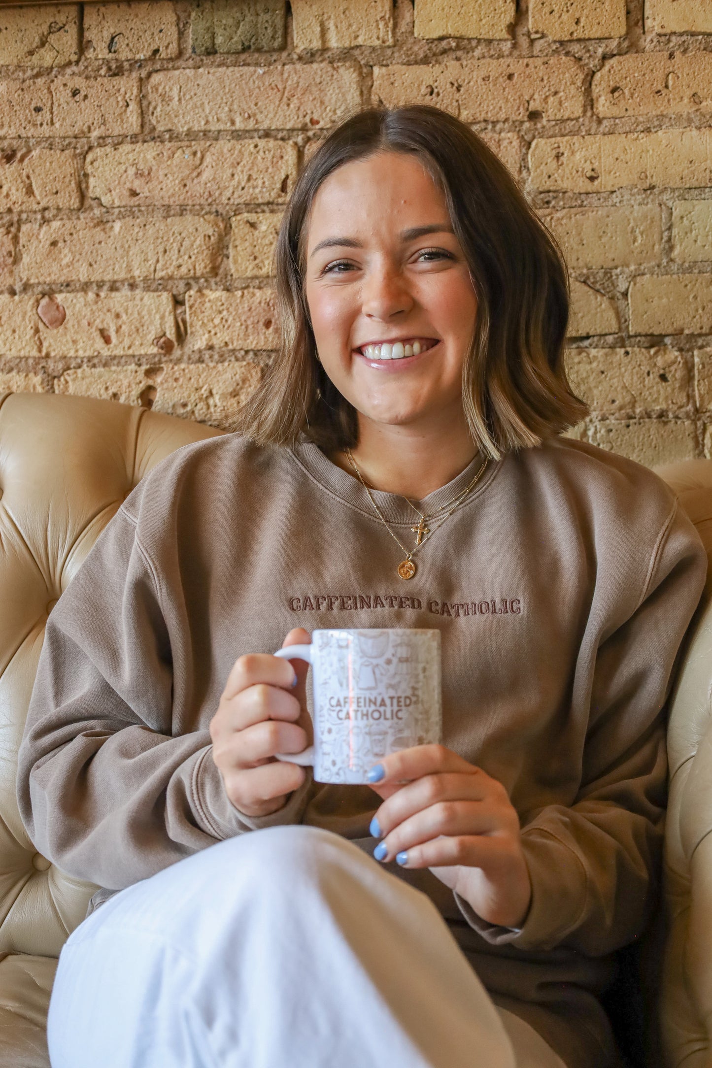 Caffeinated Catholic Embroidered Crew