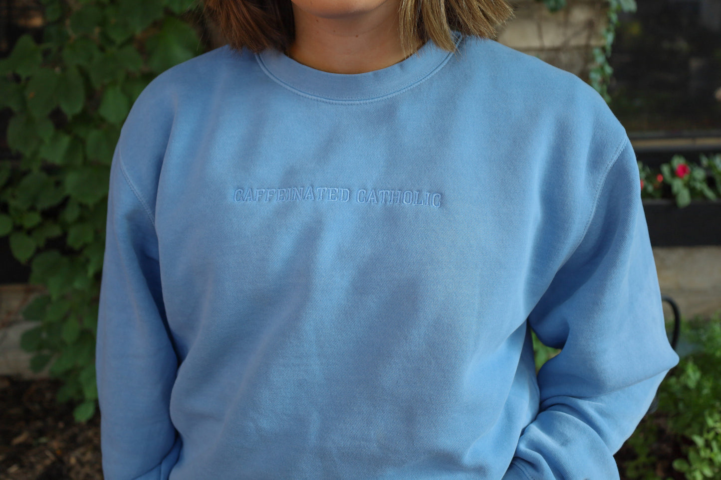 Caffeinated Catholic Embroidered Crew