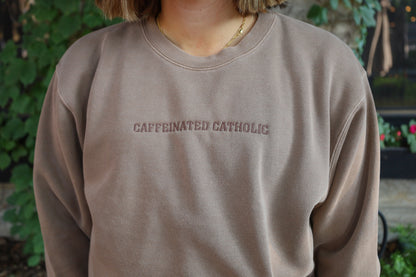 Caffeinated Catholic Embroidered Crew